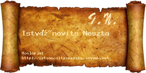 Istvánovits Neszta névjegykártya
